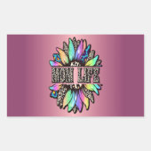 Regenboog Leopard Zonnebloem Moeder Leven Rechthoekige Sticker (Voorkant)
