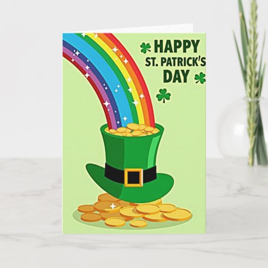 Regenboog Leprechaun Hoed Kaart (Voorkant)