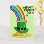Regenboog Leprechaun Hoed Kaart (Gele Bloem)