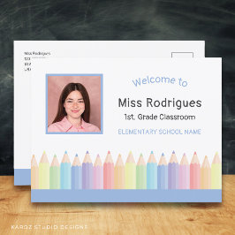 Regenboog Leraar Welkom op School Ansichtkaart Briefkaart