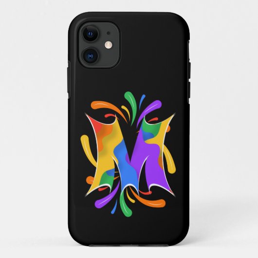 Regenboog Letter M Monogram Abstract Case-Mate iPhone Case (Achterkant)