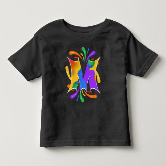 Regenboog Letter M Monogram Abstract Kinder Shirts (Voorkant)