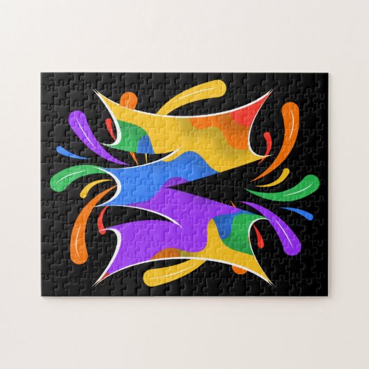 Regenboog Letter M Monogram Abstract Legpuzzel (Horizontaal)