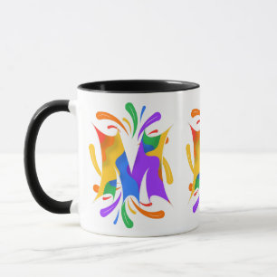 Regenboog Letter M Monogram Abstract Mok