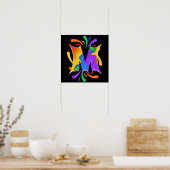 Regenboog Letter M Monogram Abstract Poster (Keuken)