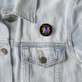 Regenboog Letter M Monogram Abstract Ronde Button 3,2 Cm (In situ)