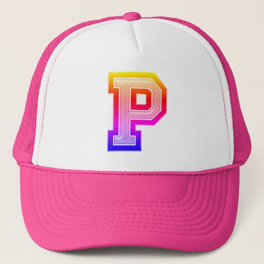 Regenboog letter "P" Trucker hoed Pet (Voorkant)
