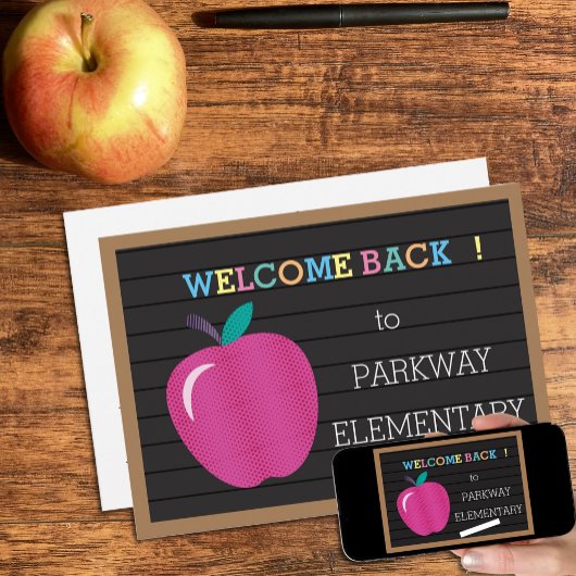 Regenboog Letters Apple Terug Naar School Digitale Kaart