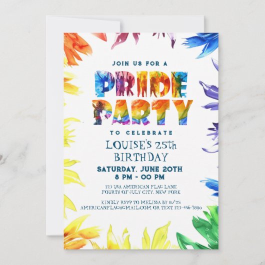 Regenboog Letters en Achtergrond Pride Verjaardags Kaart (Voorkant)