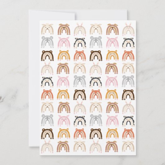 Regenboog Leuke Dieren Kids Verjaardagsfeest Kaart (Achterkant)