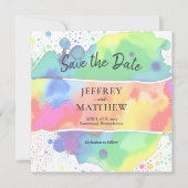 Regenboog LGBT Gay Lesbisch Waterverf Save the Dat Save The Date (Voorkant)