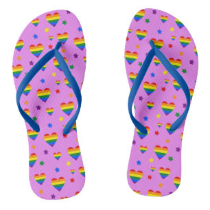 Regenboog LGBT-harten en Kleurrijke Bloemenpatroon Teenslippers