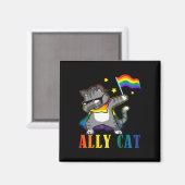 Regenboog LGBT Lesbische Pride Grappige Kat Dabbin Magneet (Voorkant / Achterkant)