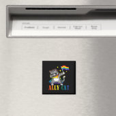 Regenboog LGBT Lesbische Pride Grappige Kat Dabbin Magneet (Insitu (Vaatwasser))