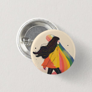 regenboog lgbt meisje, gay lesbisch, trots ronde button 3,2 cm