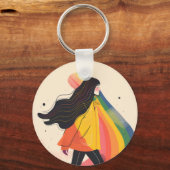 regenboog lgbt meisje, gay lesbisch, trots sleutelhanger (Voorkant)