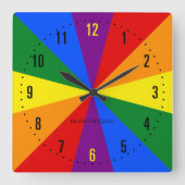 Regenboog LGBTQ Amerikaanse Pride Diversiteit Vlag Vierkante Klok (Voorkant)