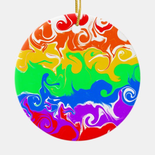 Regenboog LGBTQIA+ Kerstmis Keramisch Ornament (Voorkant)