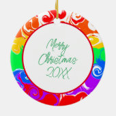 Regenboog LGBTQIA+ Kerstmis Keramisch Ornament (Achterkant)