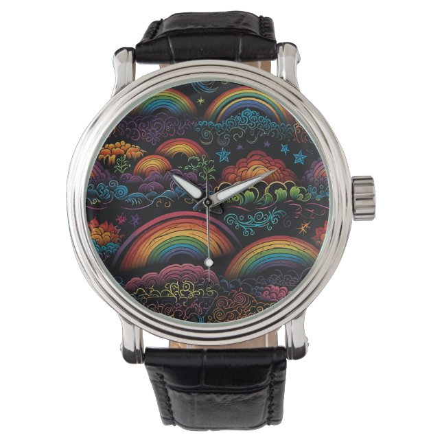 Regenboog LGBYQ Ontwerp Horloge (Voorkant)