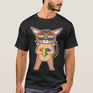 Regenboog LHBT Hart Chausie Kat Eigenaar T-shirt