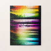 Regenboog licht op in boslandschap legpuzzel (Verticaal)