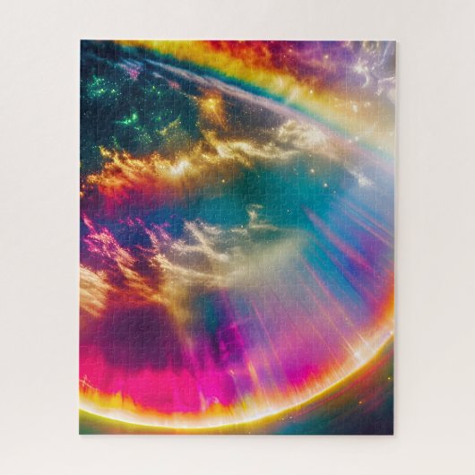 Regenboog Licht Schijnt Achter Wolken In Sterrenhe Legpuzzel (Verticaal)