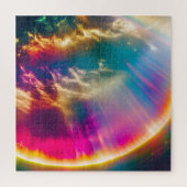 Regenboog licht schijnt door wolken in sterrenheme legpuzzel (Verticaal)