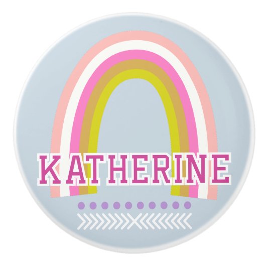 Regenboog Lichtblauw Keramische Knop (Voorkant)