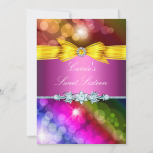 Regenboog Lichtjes & Boog Sweet Sixteen Uitnodigin Kaart