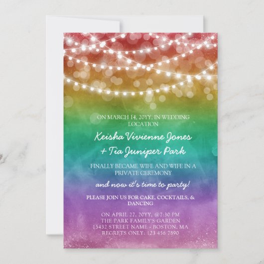 Regenboog & Lichtslingers Feest na Elopement Vieri Aankondiging (Voorkant)