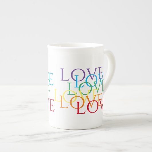 REGENBOOG LIEFDE Bone China Mok (Voorkant rechts)