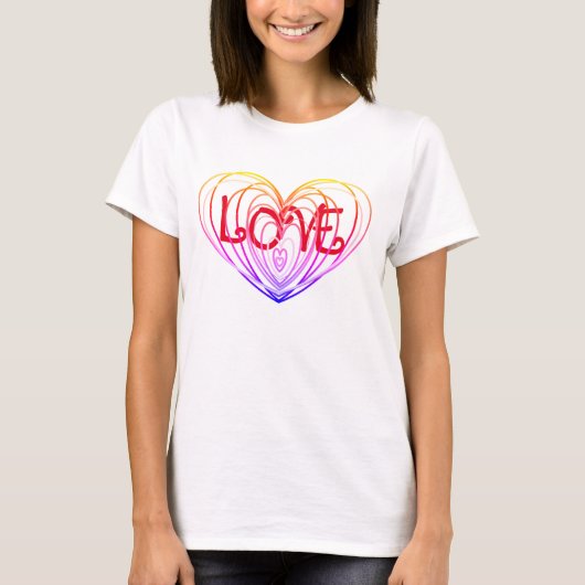 Regenboog Liefde Dubbel Hart T-shirt (Voorkant)