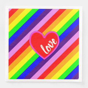 Regenboog Liefde Hart Diagonale Strepen Pride Kleu Servet