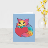 Regenboog Liefde Kitten Blank Binnenkant Kaart (Gele Bloem)