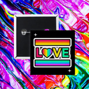Regenboog Liefde Knop Vierkante Button 5,1 Cm