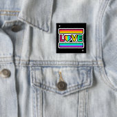 Regenboog Liefde Knop Vierkante Button 5,1 Cm (In situ)
