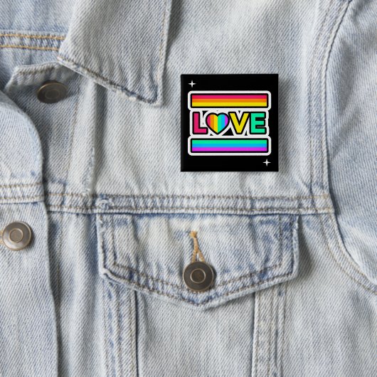 Regenboog Liefde Knop Vierkante Button 5,1 Cm (In situ)