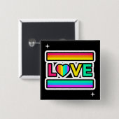 Regenboog Liefde Knop Vierkante Button 5,1 Cm (Voorkant /achterkant)