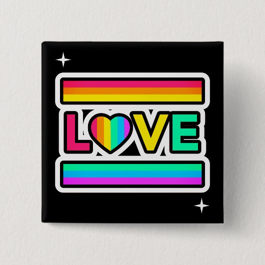 Regenboog Liefde Knop Vierkante Button 5,1 Cm (Voorkant)