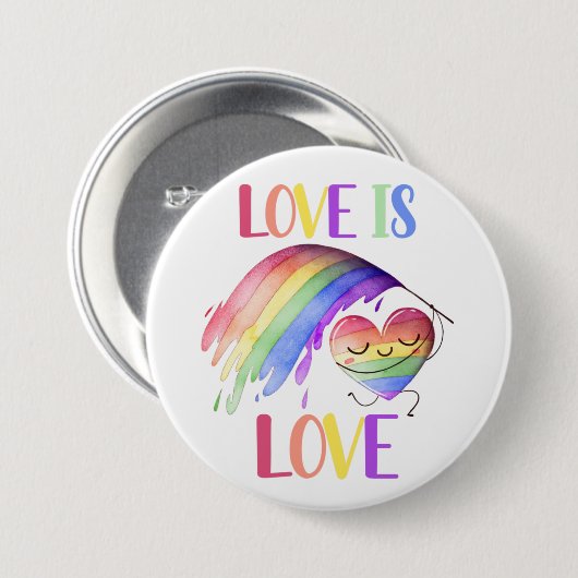 Regenboog Liefde Knop voor Trots Ronde Button 7,6 Cm (Voorkant /achterkant)
