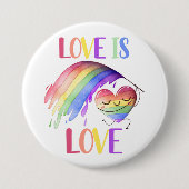 Regenboog Liefde Knop voor Trots Ronde Button 7,6 Cm (Voorkant)