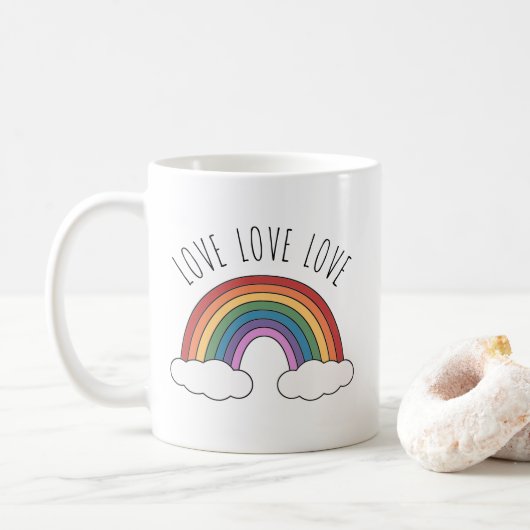 Regenboog Liefde Liefde Liefde Koffiemok (Met donut)