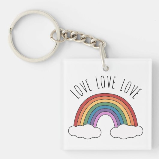 Regenboog Liefde Liefde Liefde Sleutelhanger (Voorkant)