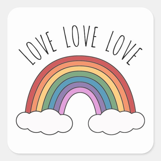 Regenboog Liefde Liefde Liefde Vierkante Sticker (Voorkant)