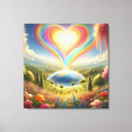 Regenboog Liefde Over De Hele Wereld aan een Muur Canvas Afdruk