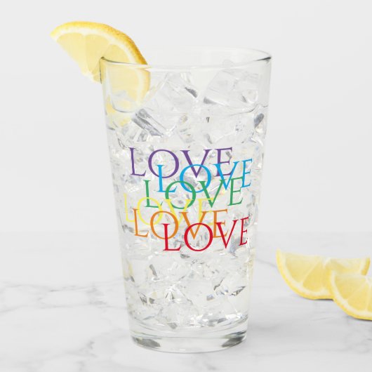 REGENBOOG LIEFDE Pint Drinkglas Glas (Voorkant ijs)