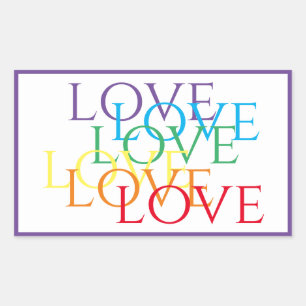 REGENBOOG LIEFDE Rechthoek Stickers / Paarse