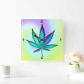 Regenboog Liefde Vierkante Wandklok (Huis)