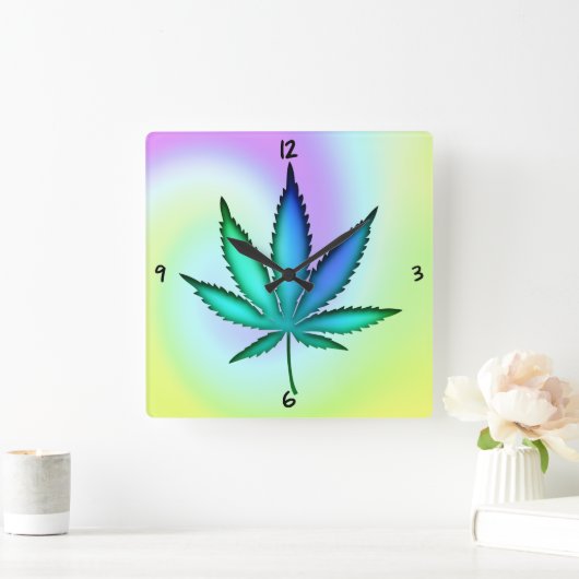 Regenboog Liefde Vierkante Wandklok (Huis)